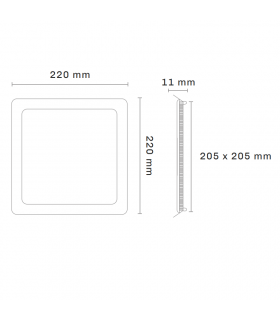 Downlight Led 18W 1440LM IP44 Cuadrado Níquel