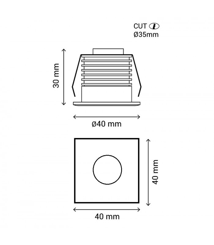 Downlight Led SQUARE 3W 210Lm IP20 Blanco