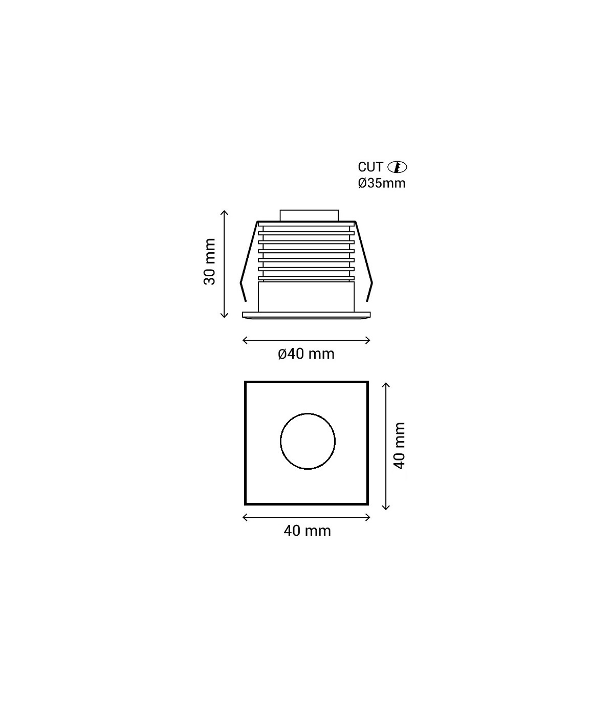 Downlight Led SQUARE 3W 210Lm IP20 Blanco