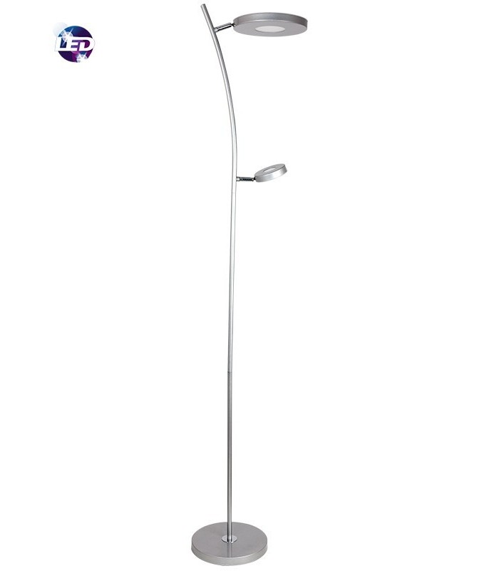 Lámpara de Pie Plata LED 18+5W 1400+450Lm IP20 4000K
