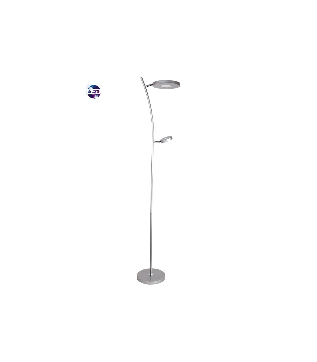 Lámpara de Pie Plata LED 18+5W 1400+450Lm IP20 4000K