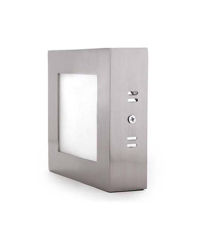 Plafón Led Superficie 6W 480LM IP44 Cuadrado Níquel