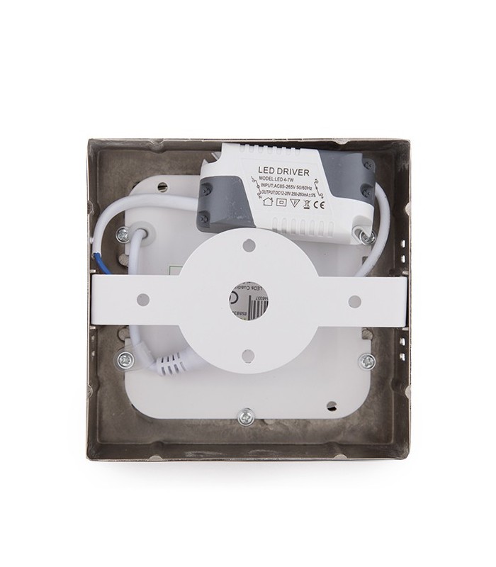 Plafón Led Superficie 6W 480LM IP44 Cuadrado Níquel