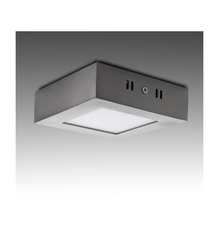 Plafón Led Superficie 6W 480LM IP44 Cuadrado Níquel