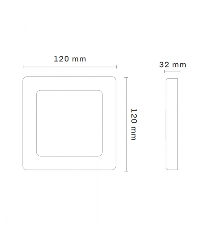 Plafón Led Superficie 6W 480LM IP44 Cuadrado Níquel