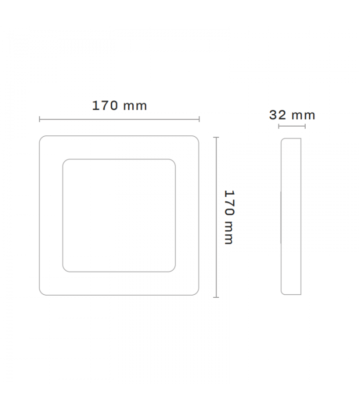 Plafón Led Superficie 12W 960LM IP44 Cuadrado Níquel
