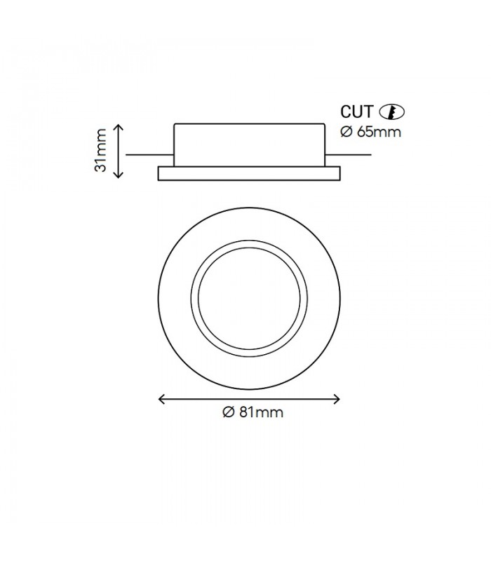 Aro Empotrable Fijo Aluminio MAXLED Redondo Blanco