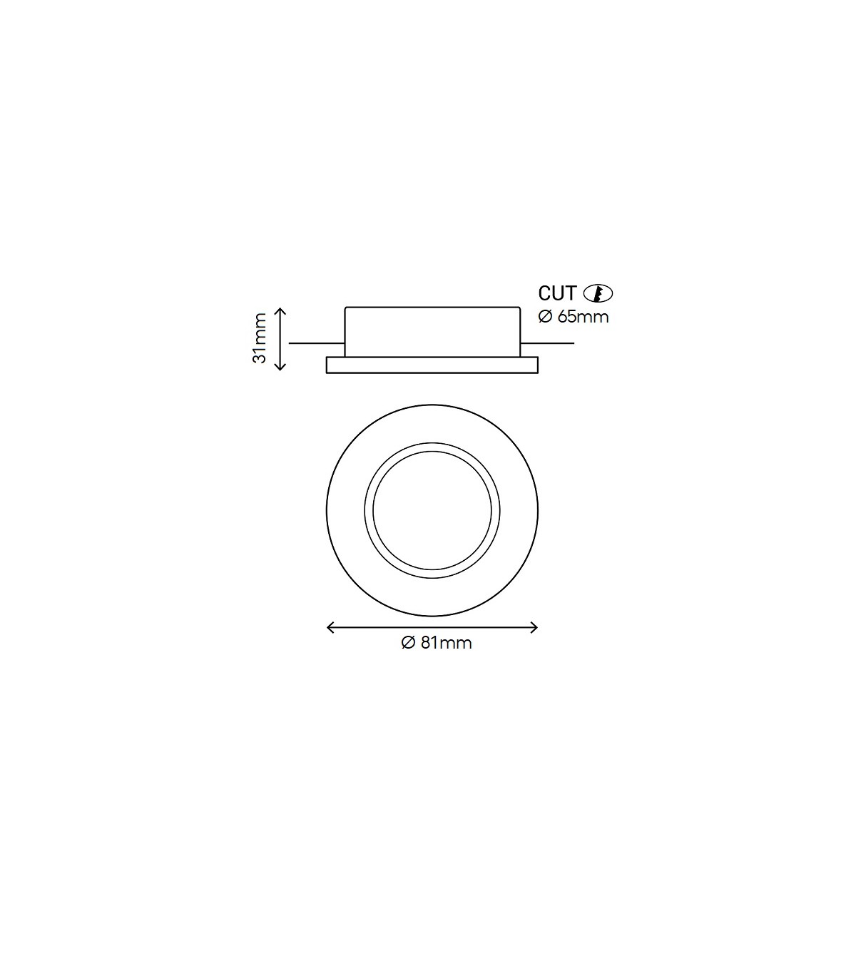 Aro Empotrable Fijo Aluminio MAXLED Redondo Blanco