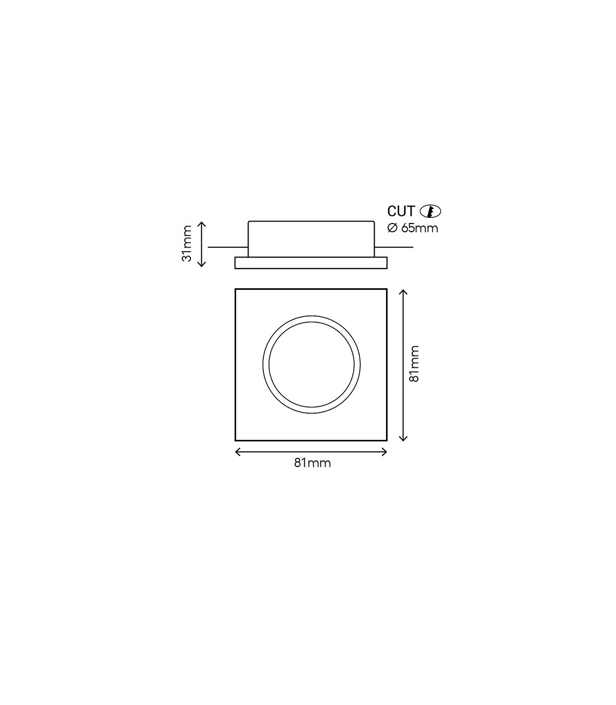 Aro Empotrable Fijo Aluminio MAXLED Cuadrado Blanco