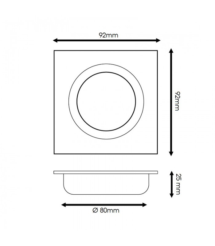 Aro Empotrable Basculante MAXLED Cuadrado Blanco/Blanco