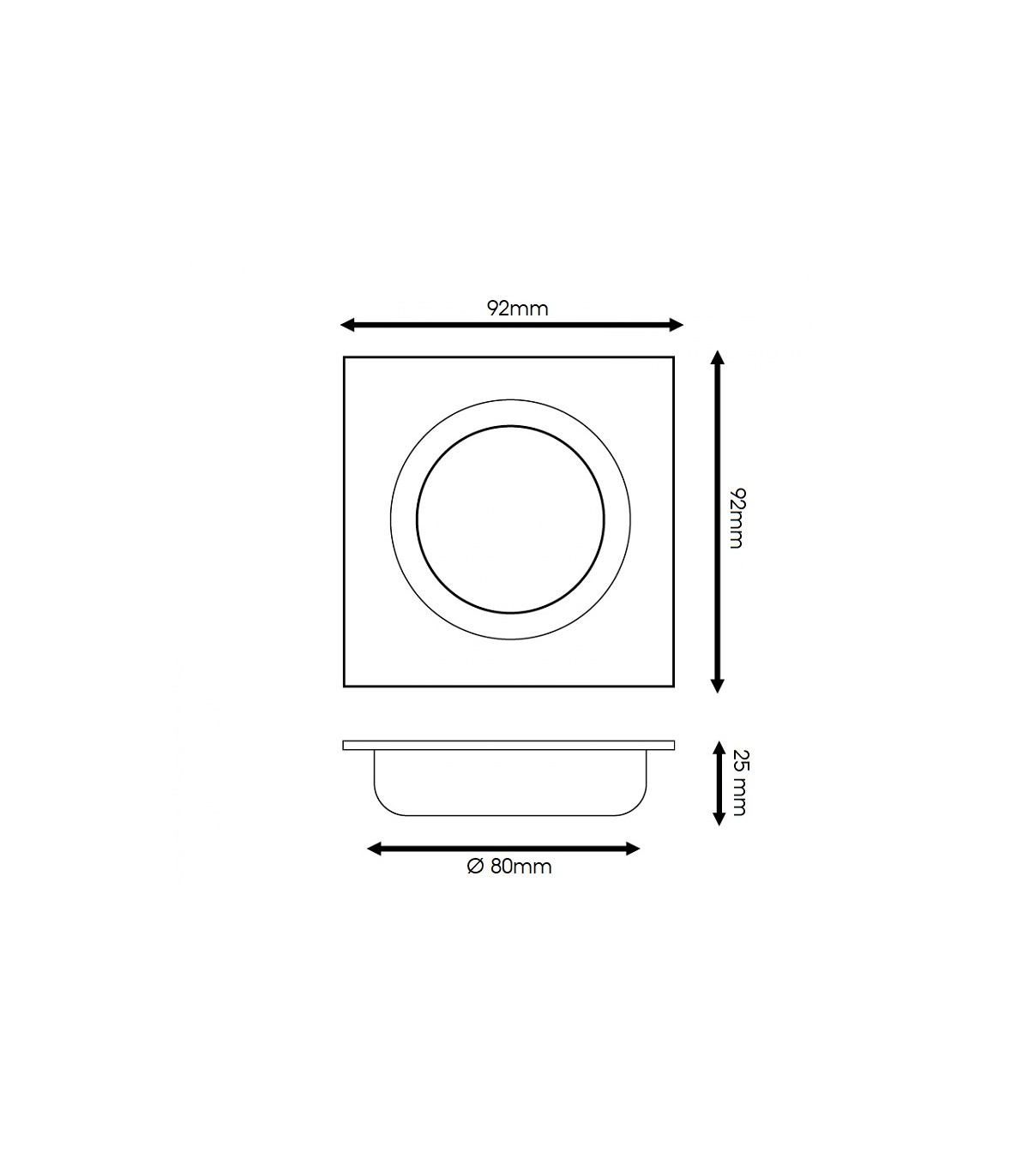 Aro Empotrable Basculante MAXLED Cuadrado Blanco/Blanco