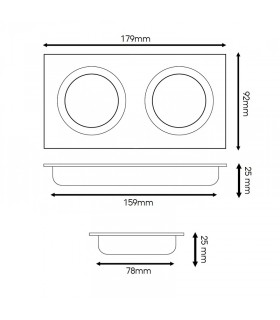 Aro Empotrable Basculante Doble MAXLED Rectangular Blanco/Blanco