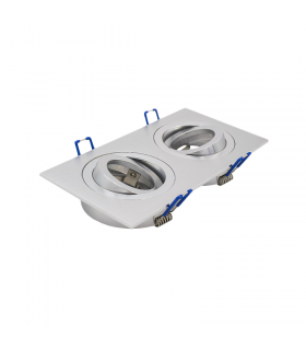 Aro Empotrable Basculante Doble MAXLED Rectangular Níquel/Níquel