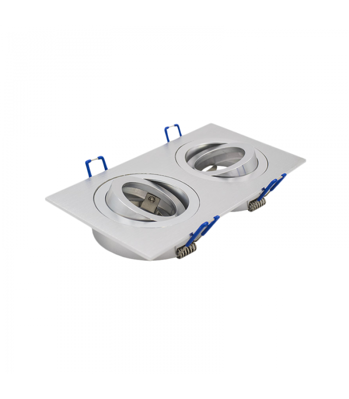 Aro Empotrable Basculante Doble MAXLED Rectangular Níquel/Níquel