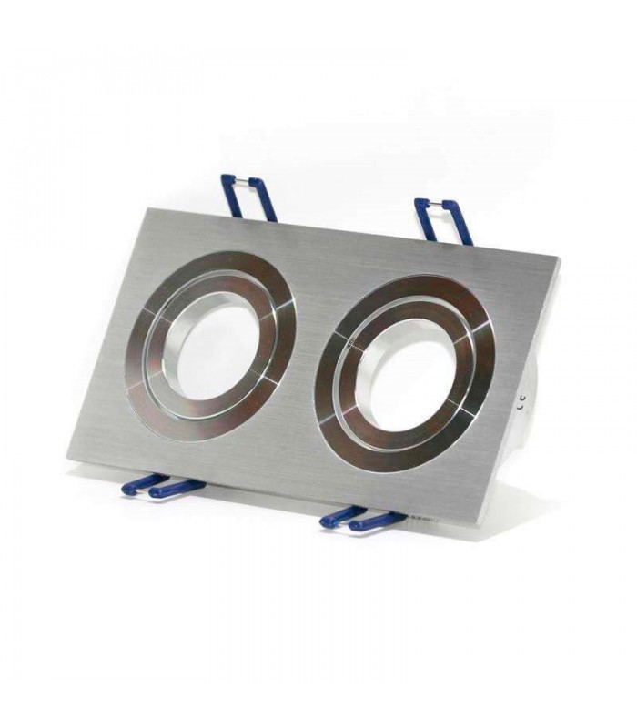Aro Empotrable Basculante Doble MAXLED Rectangular Níquel/Níquel