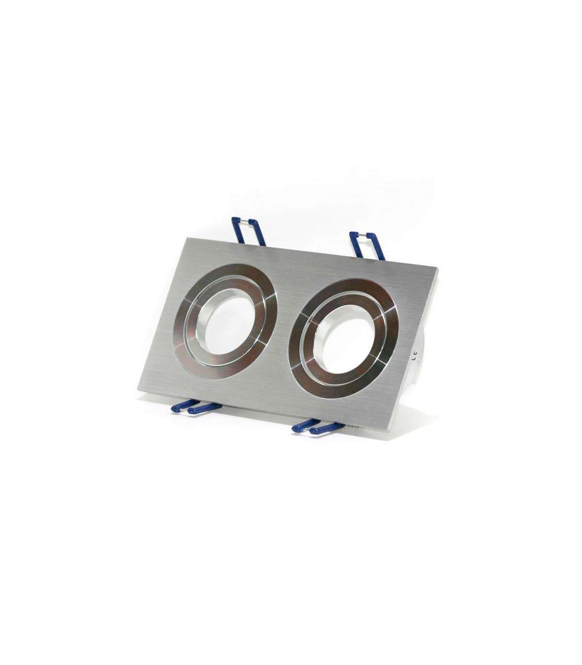 Aro Empotrable Basculante Doble MAXLED Rectangular Níquel/Níquel