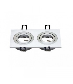 Aro Empotrable Basculante Doble MAXLED Rectangular Níquel/Níquel