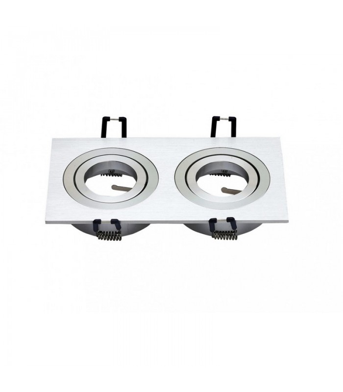 Aro Empotrable Basculante Doble MAXLED Rectangular Níquel/Níquel