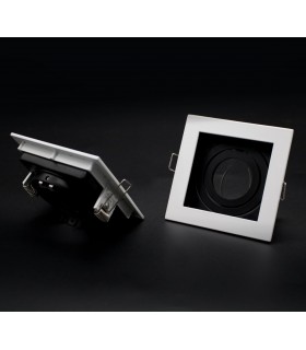 Aro Empotrable Basculante MAXLED Cuadrado Blanco/Negro