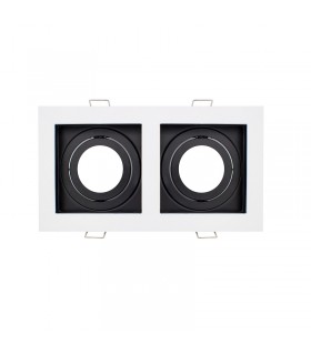 Aro Empotrable Basculante Doble MAXLED Rectangular Blanco/Negro