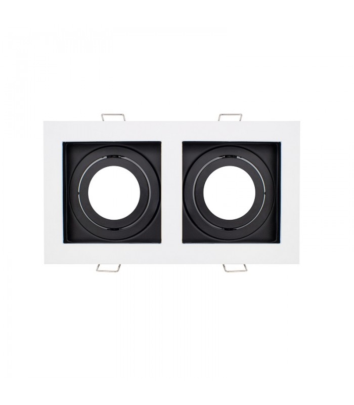 Aro Empotrable Basculante Doble MAXLED Rectangular Blanco/Negro