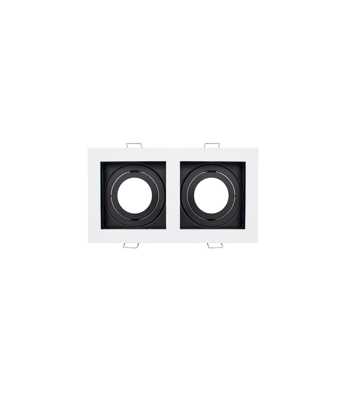 Aro Empotrable Basculante Doble MAXLED Rectangular Blanco/Negro