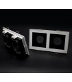 Aro Empotrable Basculante Doble MAXLED Rectangular Blanco/Negro