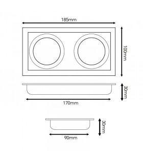 Aro Empotrable Basculante Doble MAXLED Rectangular Blanco/Negro