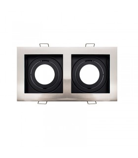 Aro Empotrable Basculante Doble MAXLED Rectangular Níquel/Negro