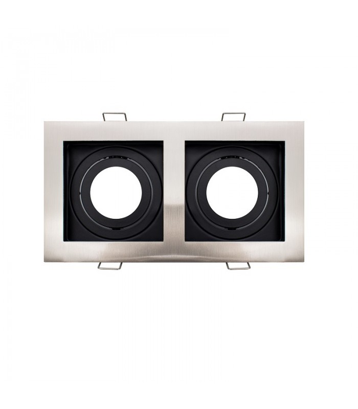 Aro Empotrable Basculante Doble MAXLED Rectangular Níquel/Negro