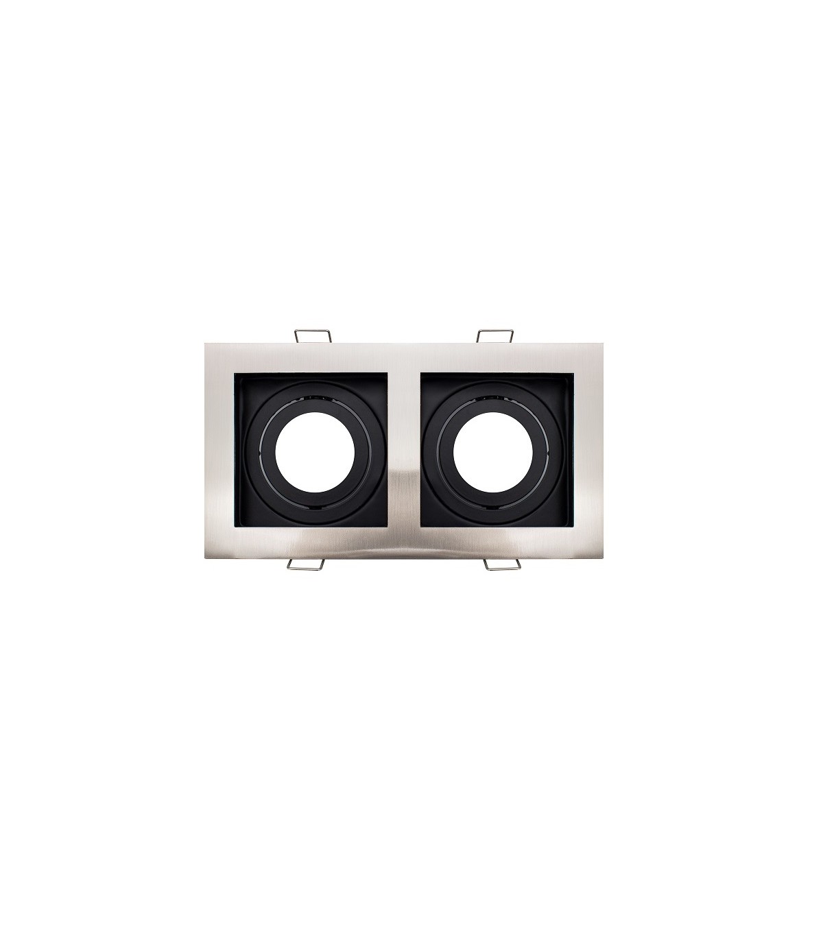 Aro Empotrable Basculante Doble MAXLED Rectangular Níquel/Negro