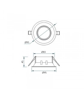 Aro Empotrable Basculante Aluminio Cúpula Redondo Negro