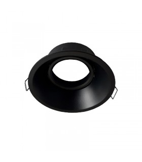 Aro Empotrable Basculante Aluminio Cúpula Redondo Negro