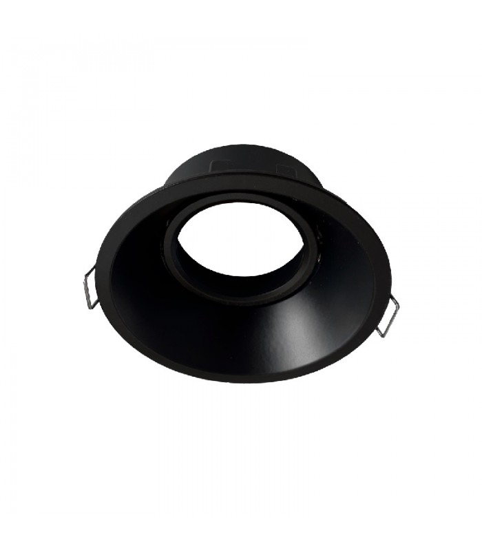 Aro Empotrable Basculante Aluminio Cúpula Redondo Negro