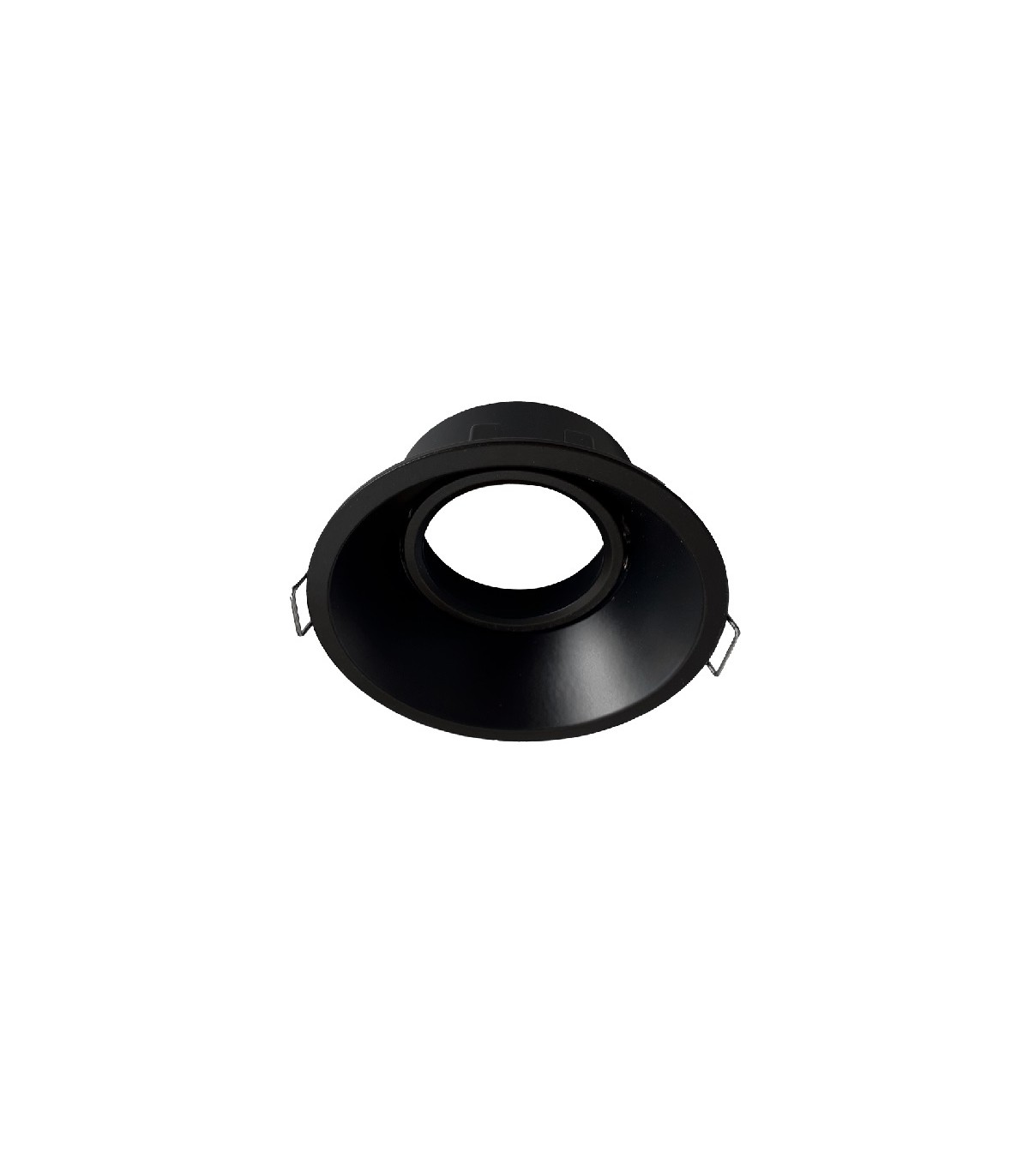 Aro Empotrable Basculante Aluminio Cúpula Redondo Negro