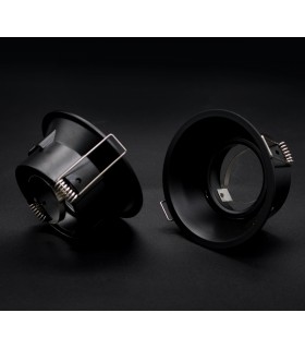 Aro Empotrable Basculante Aluminio Cúpula Redondo Negro