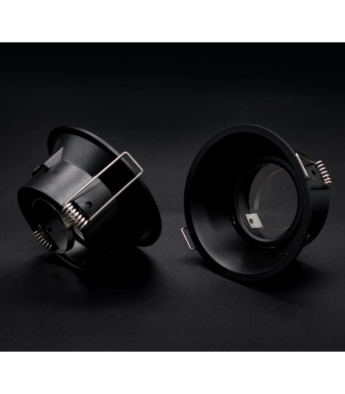 Aro Empotrable Basculante Aluminio Cúpula Redondo Negro