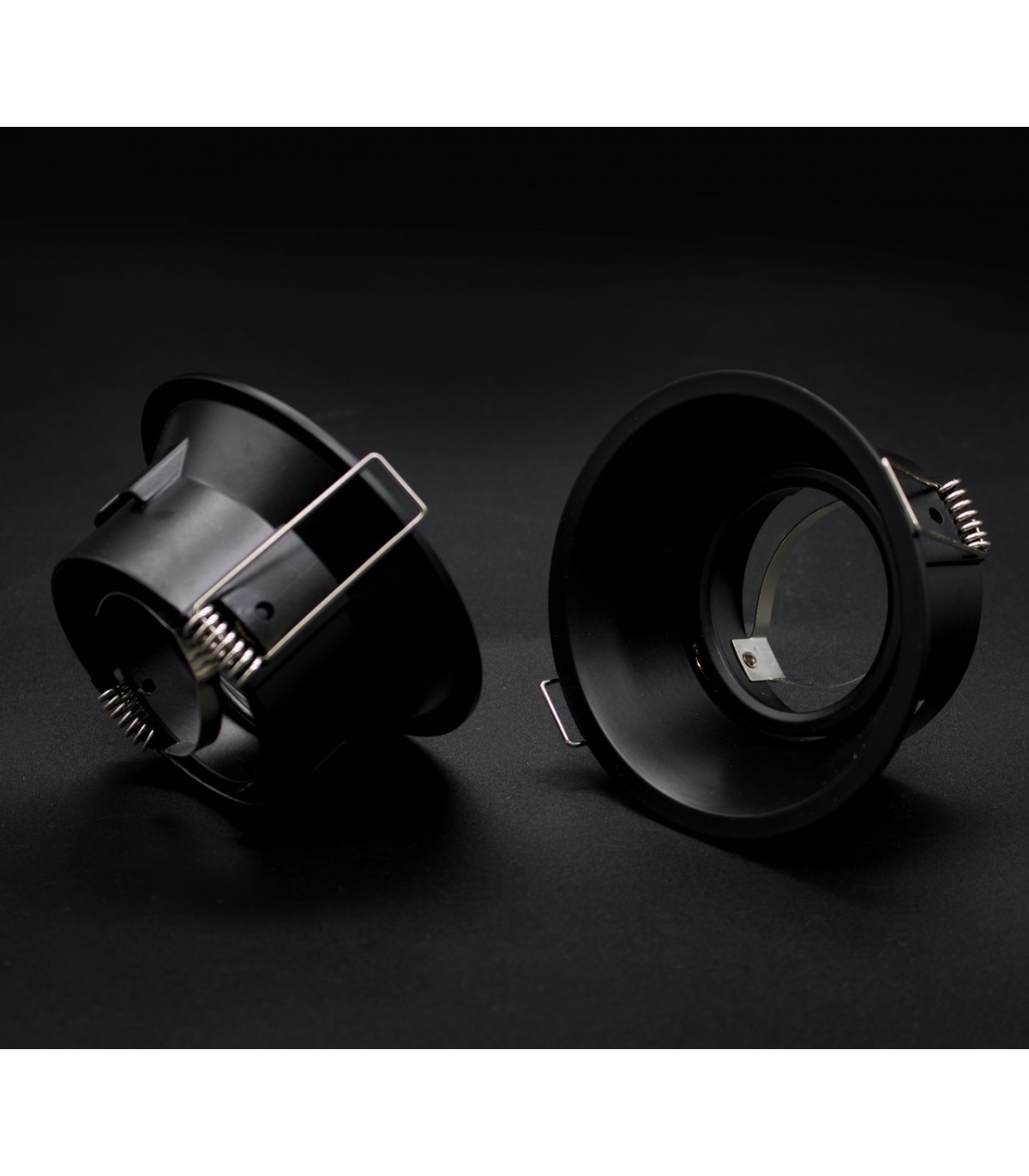 Aro Empotrable Basculante Aluminio Cúpula Redondo Negro