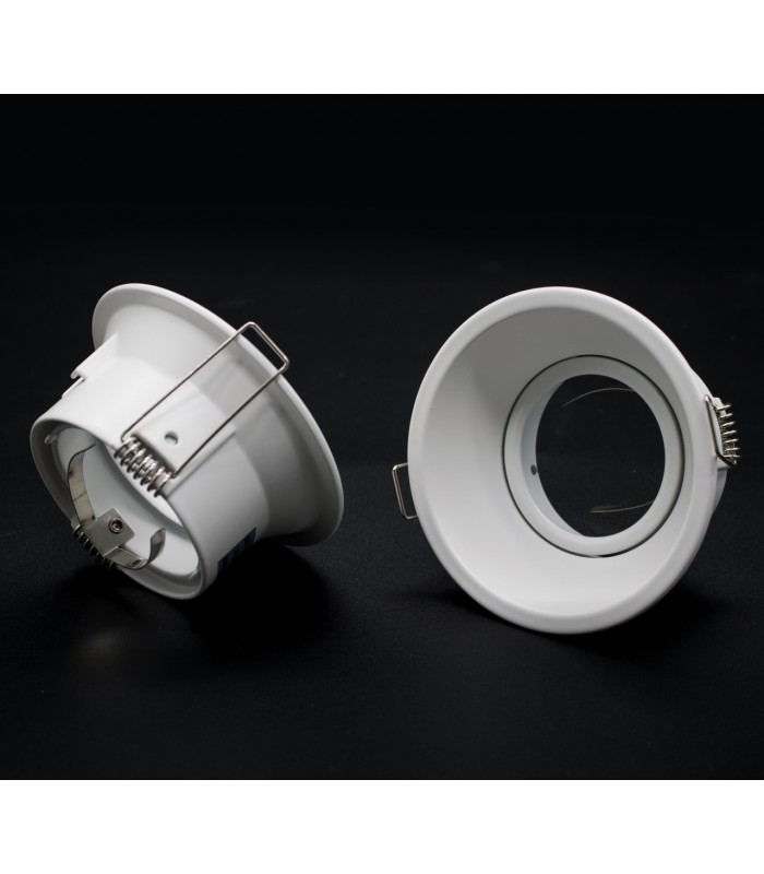 Aro Empotrable Basculante Aluminio Cúpula Redondo Blanco