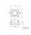 Aro Empotrable Basculante Aluminio Cúpula Cuadrado Blanco