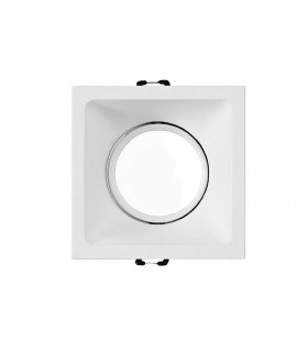 Aro Empotrable Basculante Aluminio Cúpula Cuadrado Blanco
