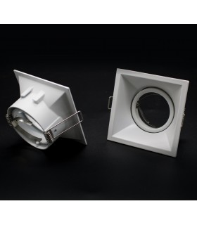 Aro Empotrable Basculante Aluminio Cúpula Cuadrado Blanco