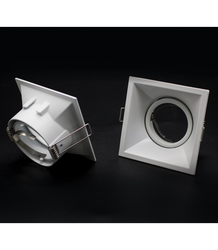 Aro Empotrable Basculante Aluminio Cúpula Cuadrado Blanco
