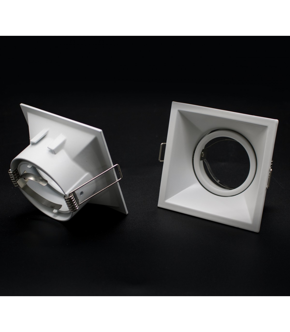Aro Empotrable Basculante Aluminio Cúpula Cuadrado Blanco