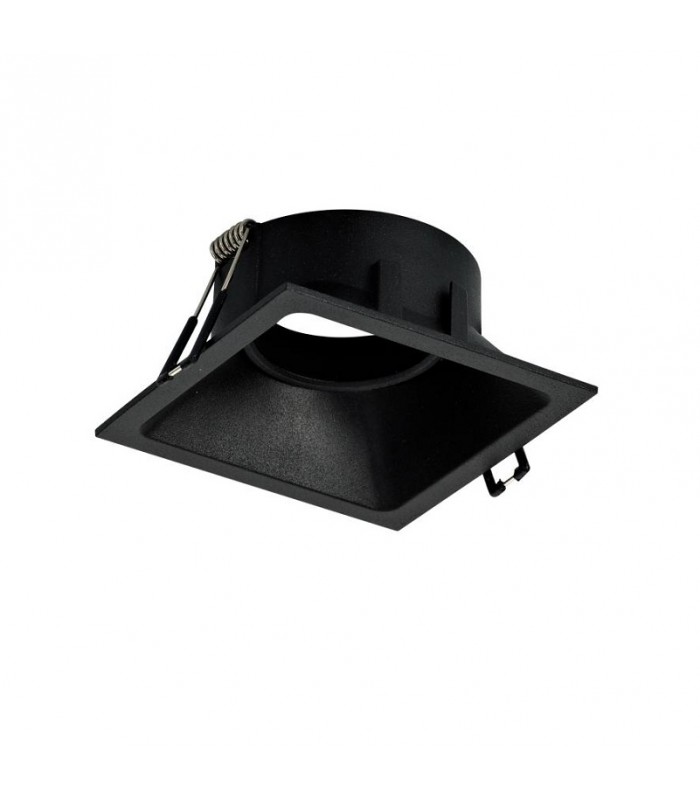 Aro Empotrable Basculante Aluminio Cúpula Cuadrado Negro
