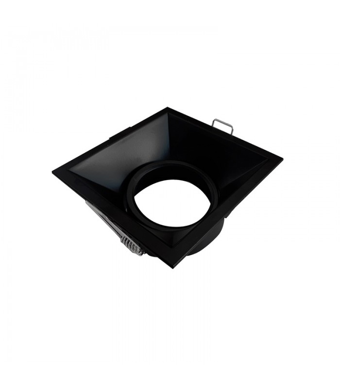 Aro Empotrable Basculante Aluminio Cúpula Cuadrado Negro