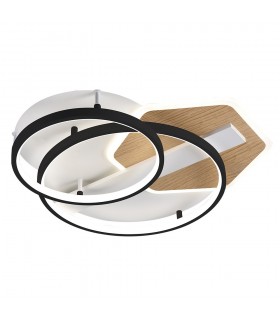 Plafón Led TROFA 120W 10200Lm Negro/Madera CCT