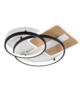 Plafón Led AZORES 120W 10200Lm Negro/Madera CCT