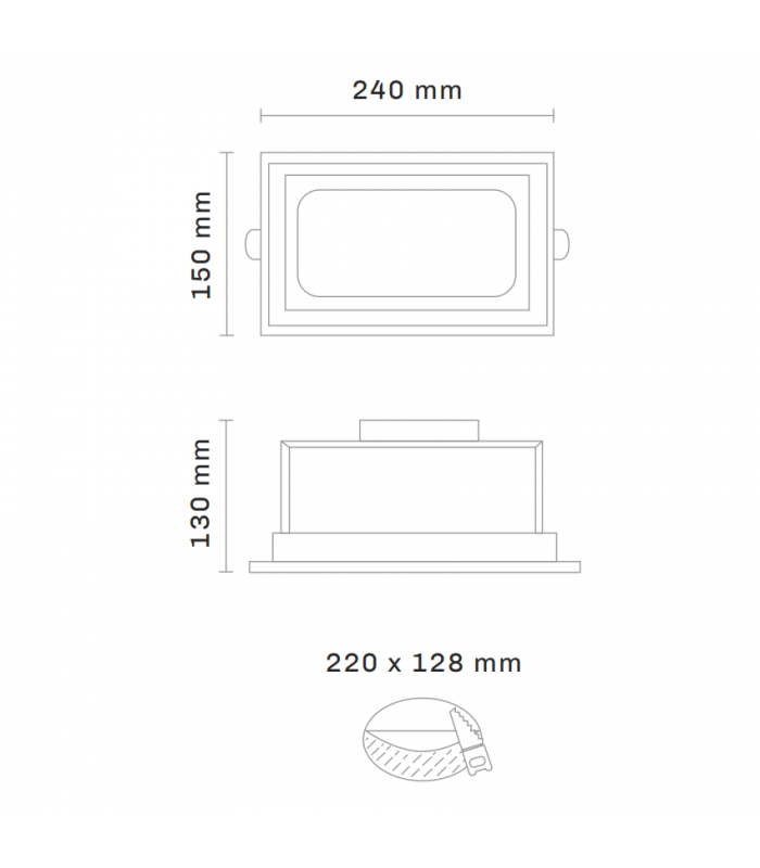 Foco Empotrable Rectangular AVANCE 38W 4180Lm IP20