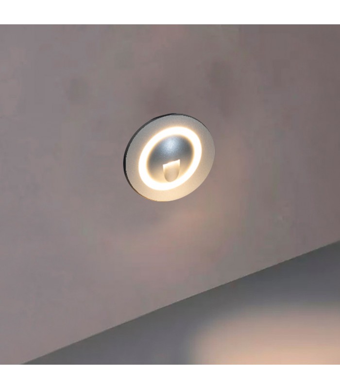 Baliza Led de Empotrar PARED REDONDA 3W 150LM 45º IP20 Plata